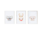 Jeu de 3 tableaux Crochetts Multicouleur Bois MDF 33 x 43 x 2 cm Eléphant Koala Lapin (3 Pièces)