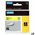 Ruban Laminé pour Etiqueteuses Rhino Dymo ID1-9 Jaune Noir 9 x 1,5 mm (5 Unités)