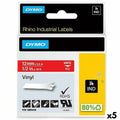 Ruban Laminé pour Etiqueteuses Rhino Dymo ID1-12 12 x 5,5 mm Rouge Blanc Autocollants (5 Unités)