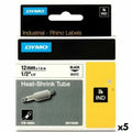 Ruban Laminé pour Etiqueteuses Rhino Dymo ID1-12 Blanc Noir 12 x 1,5 mm (5 Unités)