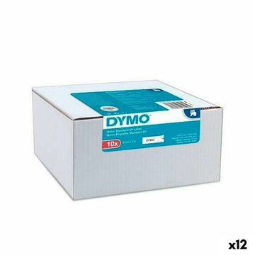 Ruban Laminé pour Etiqueteuses Dymo Blanc Noir Autocollants 10 Pièces (12 Unités)