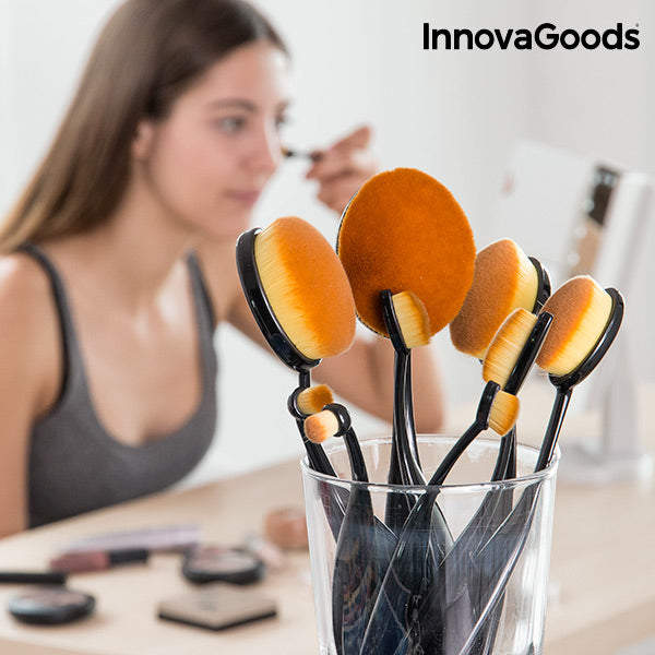 Ensemble de Brosses de Maquillage Professionnel Ovales InnovaGoods (11 Pièces)