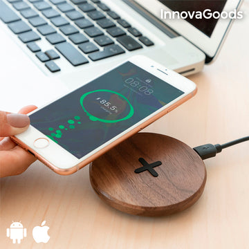 Chargeur Sans Fil en Bois à Chargement Rapide Walnut InnovaGoods